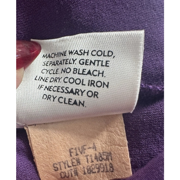 Eileen Fisher Women’s Long Sleeve Top L Purple Stretch Jersey Neck Luxe Basic - Picture 7 of 7